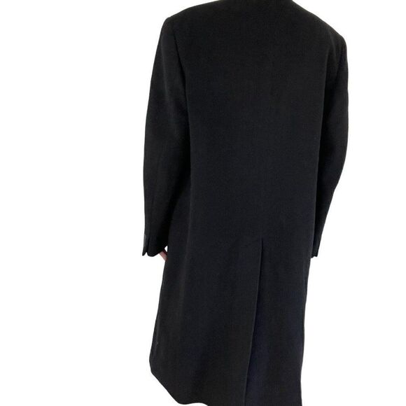 Vintage Unisex Charcoal Gray Cashmere Wool Blend Preppy Long Trench Coat Sz 42R - Picture 7 of 11